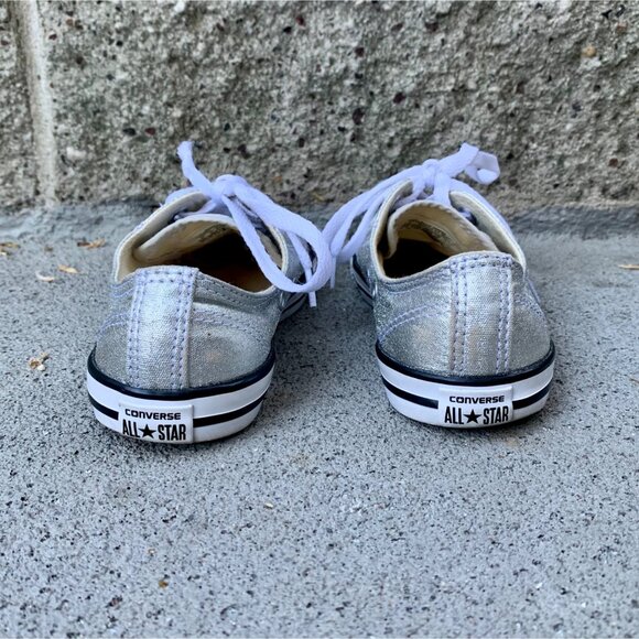 CONVERSE Silver Metallic Sneakers Womens 5 35.5 Chuck Taylor All Star Low Shoe - Picture 6 of 11